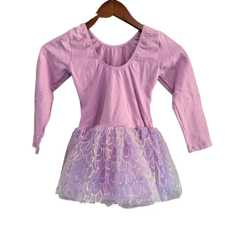 Girls‎ Purple Dance Leotard Dress Sparkle Tulle Tutu Skirt Size XXL